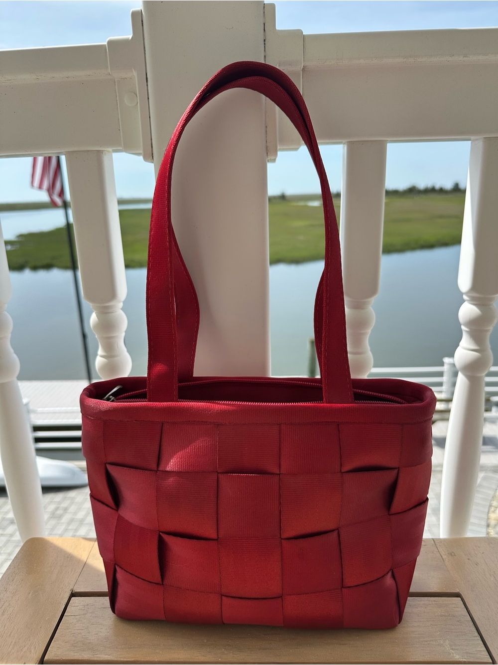The Original Seatbelt Bag - Red Woven Tote Bag - Shoulder- made in USA